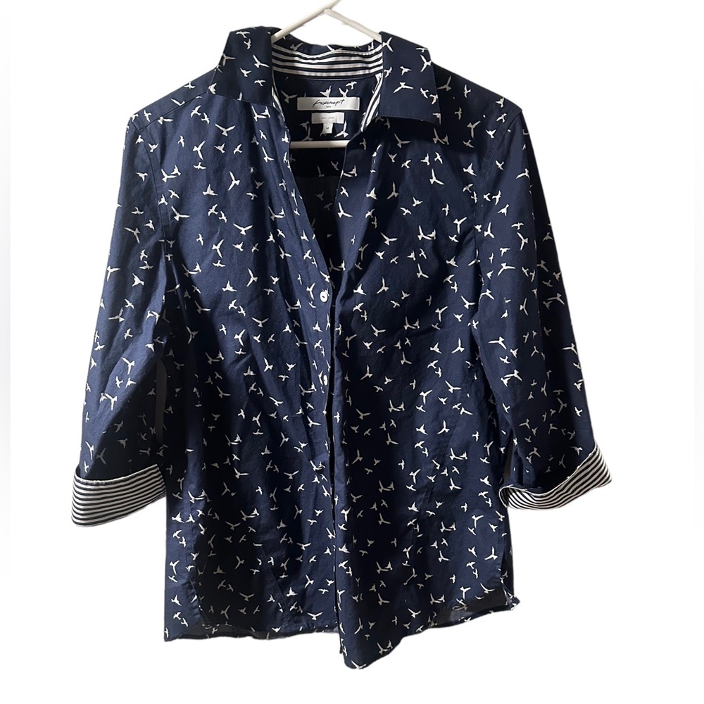 Foxcroft Front Button 3/4 Sleeve Button Down Nyc … - image 1